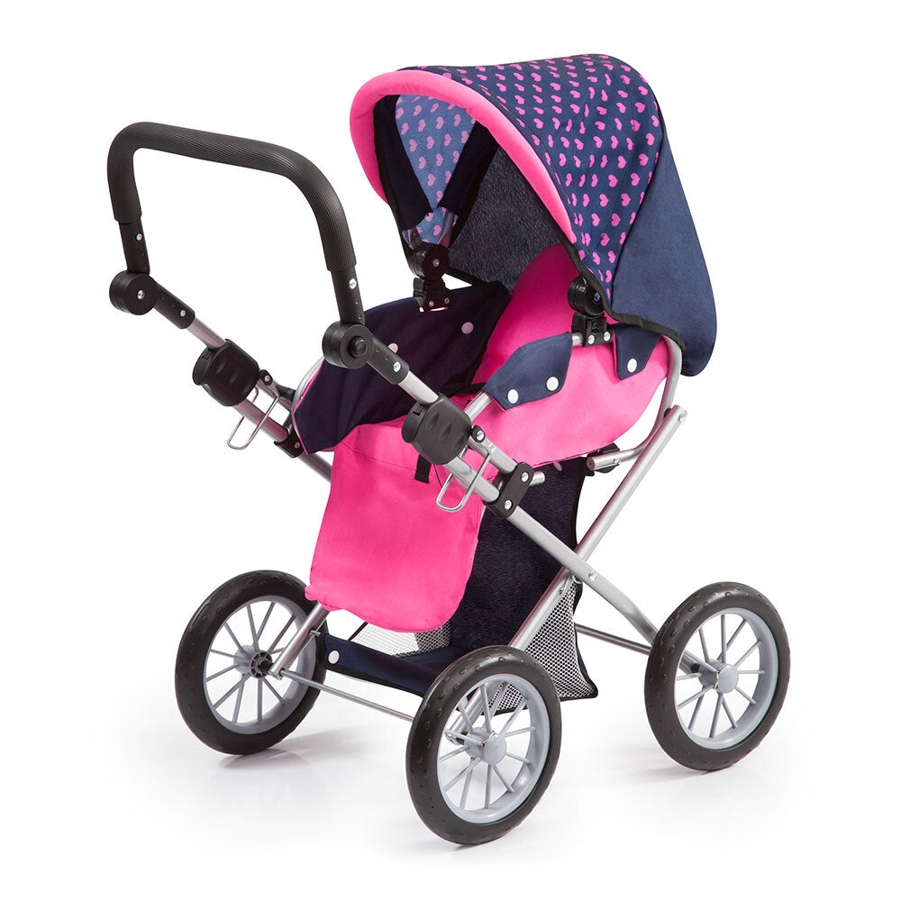 13654aa-bayer-city-star-72cm-doll-pram-dark-blue-w-pink-hearts-unicorn