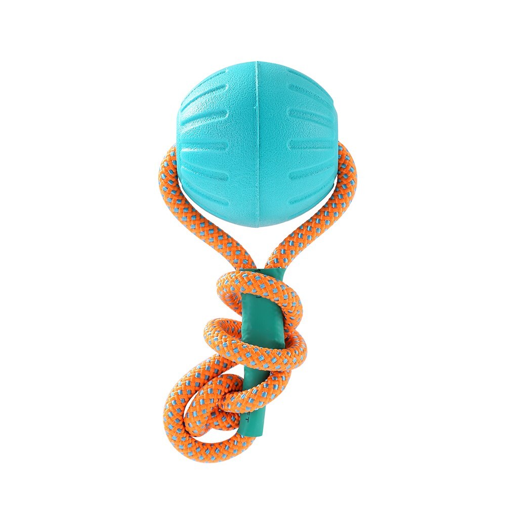12069-paws-and-claws-6cm-fetch-n-play-ball-rope-tugger-dog-pet-toy-aqua
