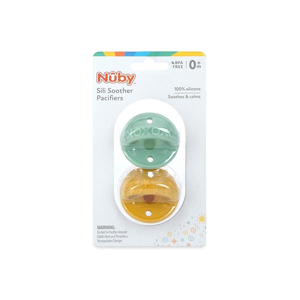7008688-2pc-nuby-3-d-silicone-pacifier-soother-w-silicone-cherry-baglet-assorted