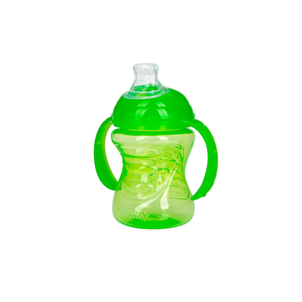 7010052130-nuby-twin-handle-no-spill-silicone-spout-cup-240ml-3m-assorted