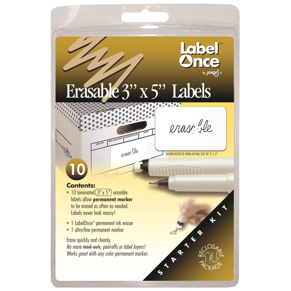 105267-12pc-jokari-laminated-erasable-3x5in-labels-marker-eraser-starter-kit-white