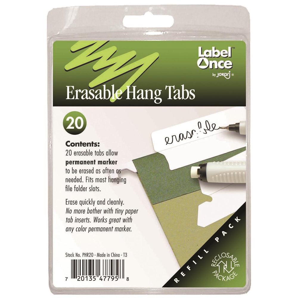 105274-20pc-jokari-8cm-erasable-hang-tabs-label-maker-refill-pack-white