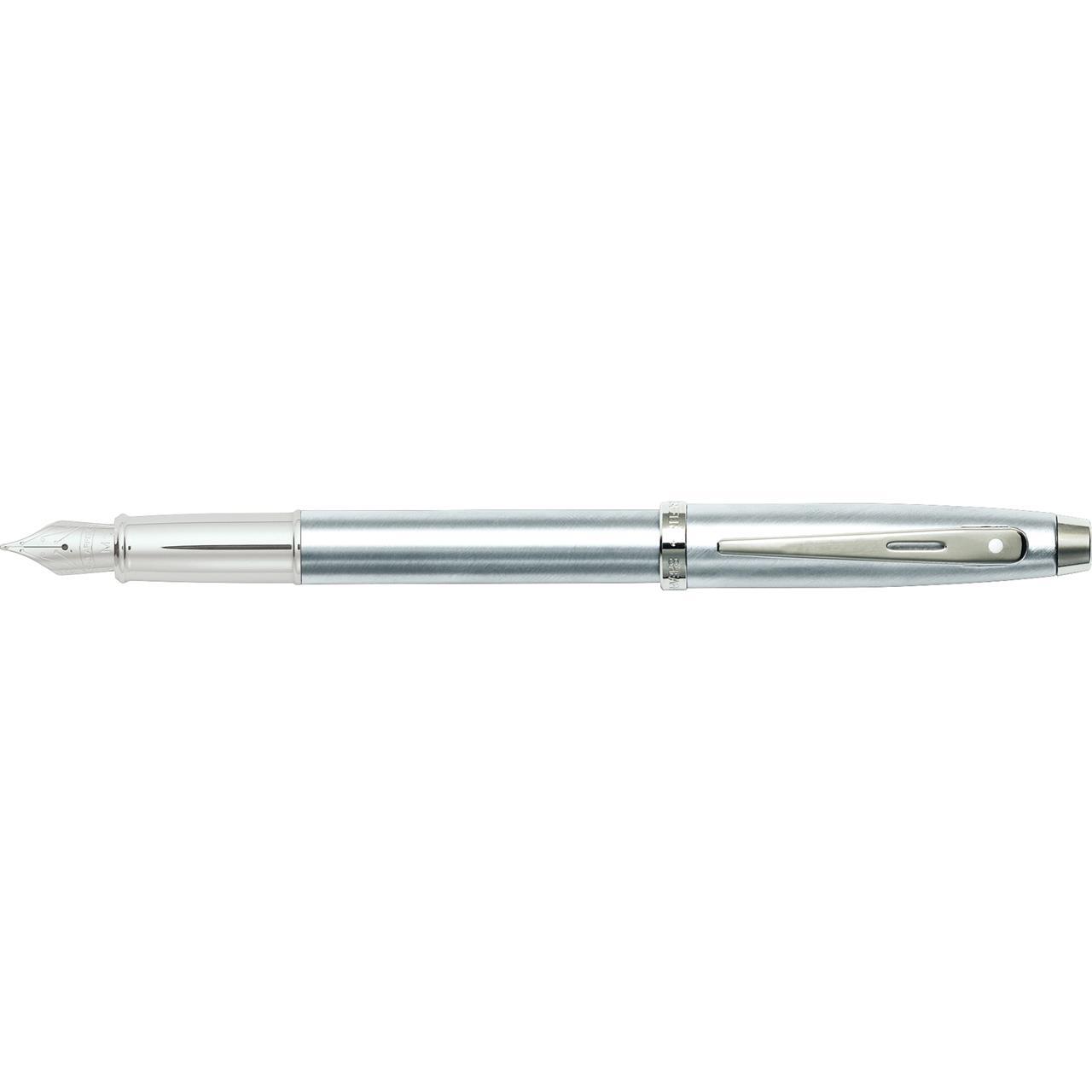 110446-sheaffer-100-fountain-pen-brushed-chrome-nickel-silver