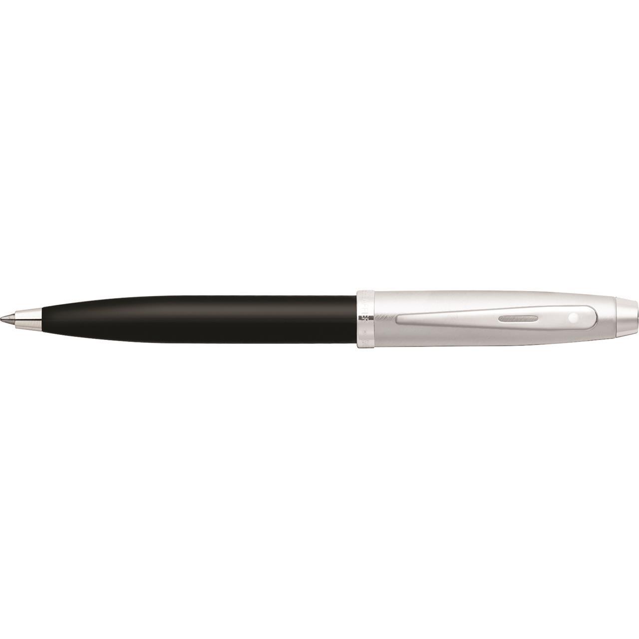 110461-sheaffer-100-glossy-ball-point-pen-black-chrome-nickel