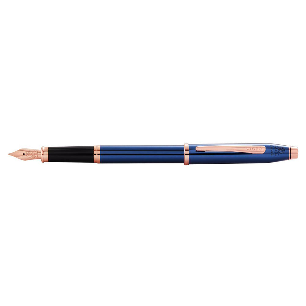 120428-cross-century-ii-fountain-pen-fine-nib-translucent-blue-lacquer-rose-gold