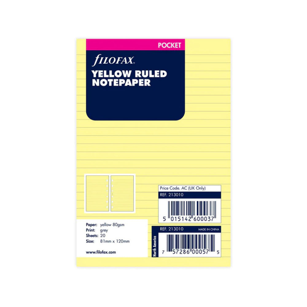 108835-20pc-filofax-12cm-pocket-refill-ruled-notepaper-yellow