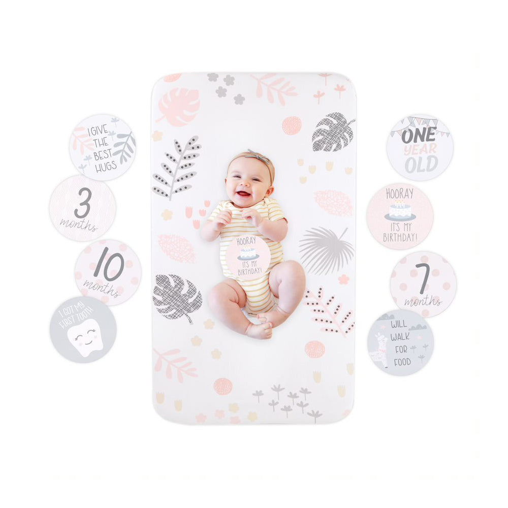 3767mic-little-haven-baby-photo-op-sheet-12-milestone-cards-botanical-135cm