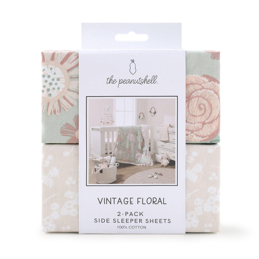 1902bf2-2pc-the-peanutshell-baby-cotton-side-sleeper-sheets-vintage-floral-90cm