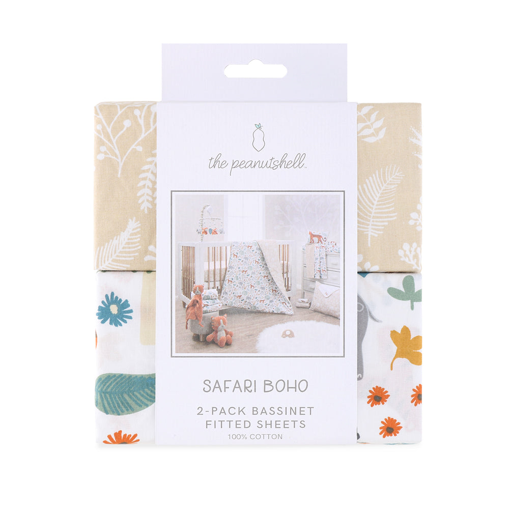 1810bfs2-2pc-the-peanutshell-80cm-cotton-safari-boho-bassinet-fitted-sheet