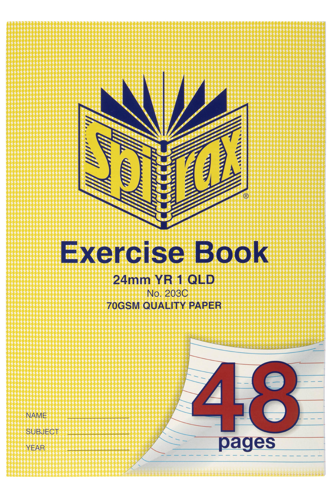 56203c-20pc-spirax-203-exercise-book-a4-24mm-yr-1-qld-48-pages-yellow