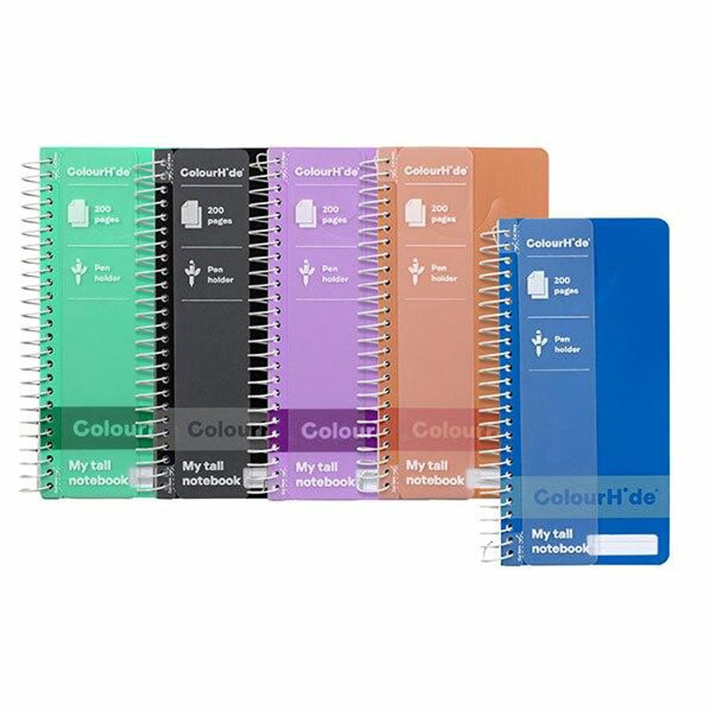 1716399m-5pc-colourhide-tall-spiral-notebook-ruled-200-pages-assorted