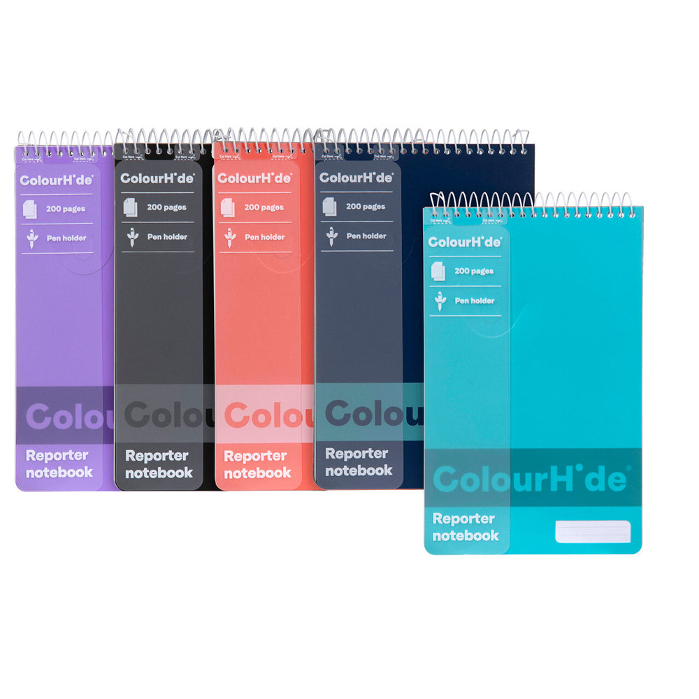 1715799m-5pc-colourhide-reporter-notebook-ruled-200-pages-assorted
