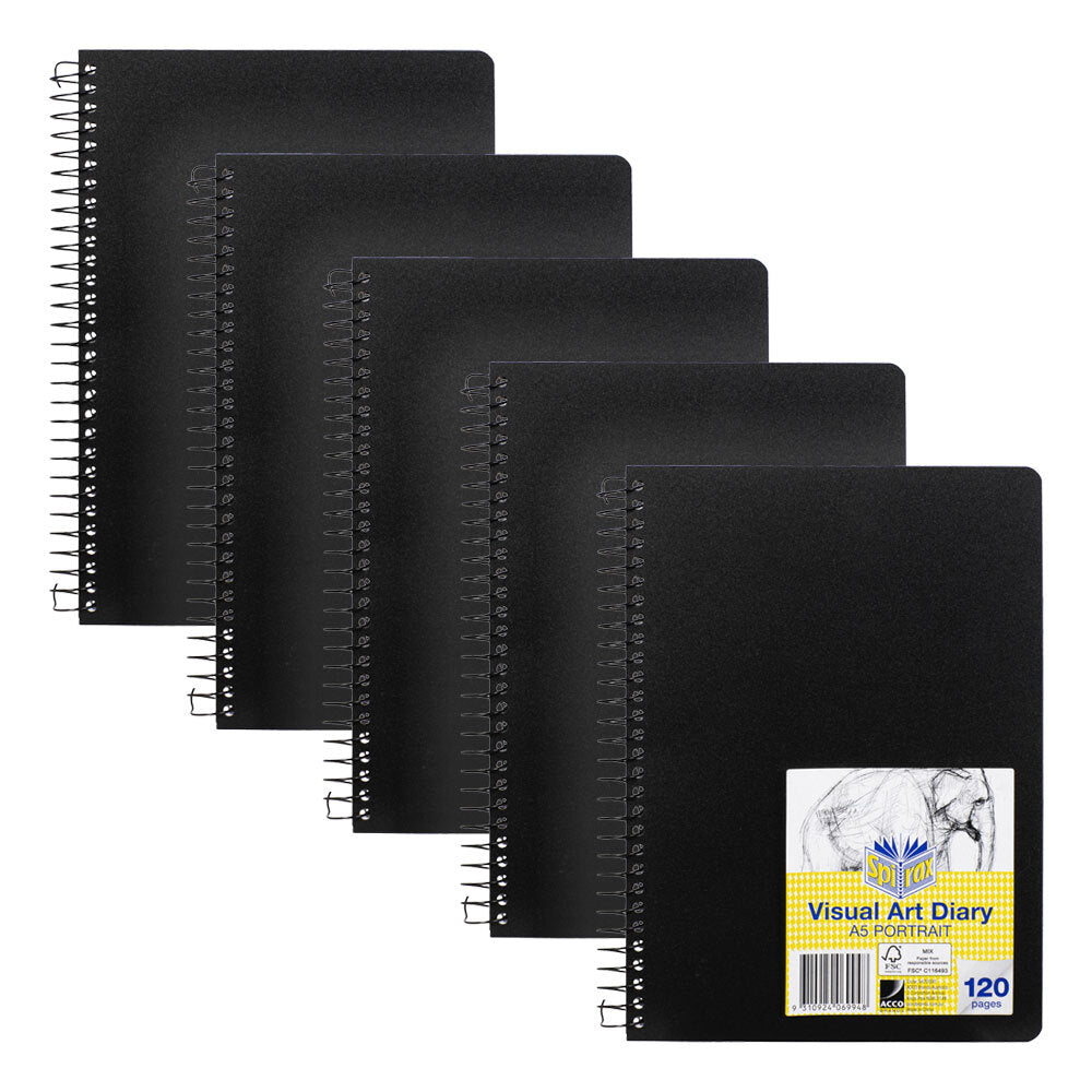 5670500-5pc-spirax-p705-pp-visual-art-diary-a5-notebook-120-pages-black