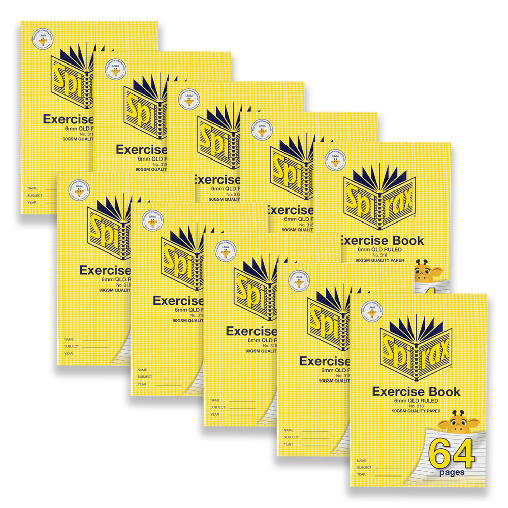 56318-10pc-spirax-318-exercise-book-a4-stationery-6mm-ruled-64-pages-yellow