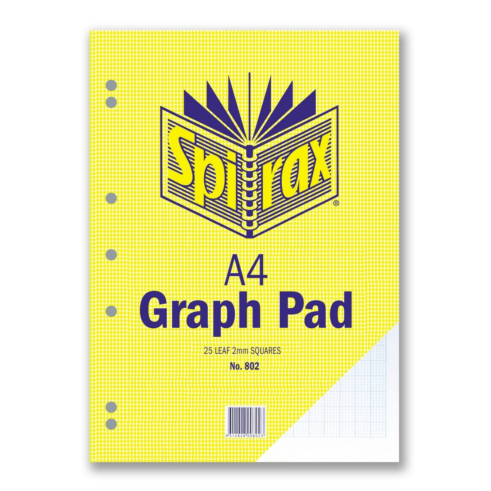 56083-10pc-spirax-802-graph-pad-a4-stationery-2mm-squares-25-pages-yellow