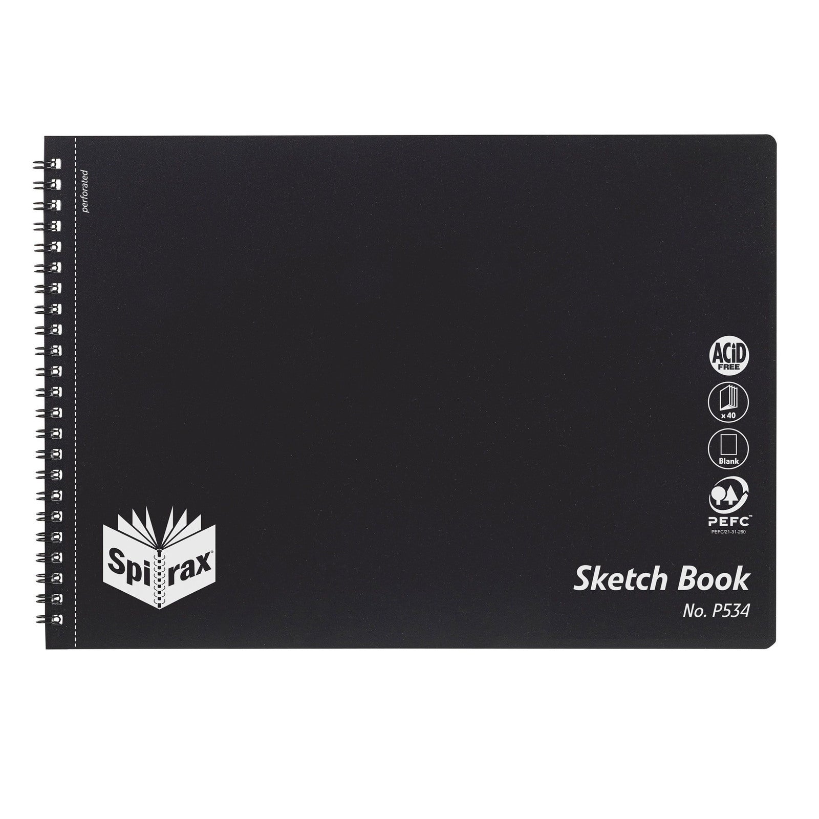 5606800-10pc-spirax-p534-pp-sketch-book-a4-blank-drawing-pad-40-pages-black