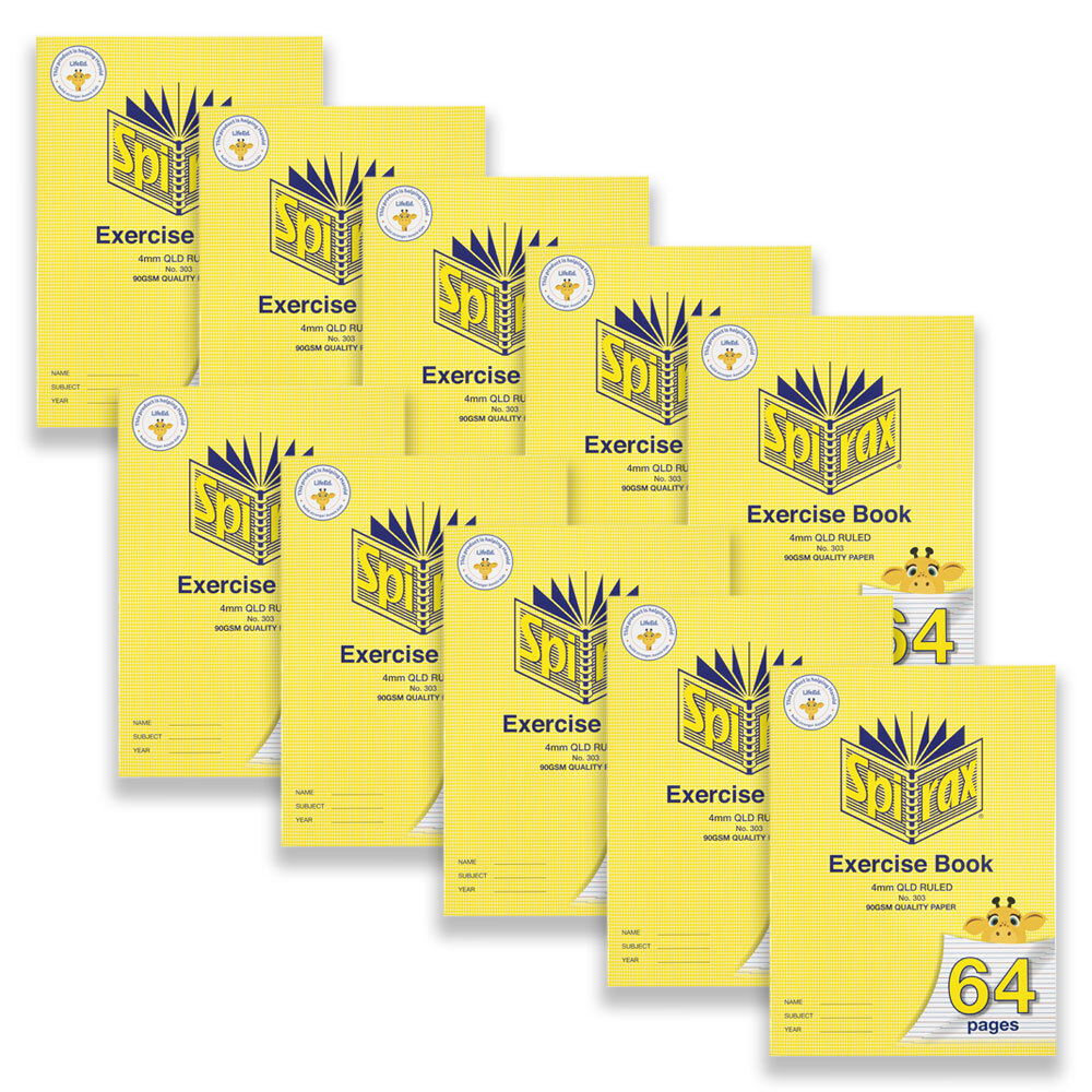 56303-10pc-spirax-303-super-size-exercise-book-4mm-qld-ruled-64-pages-yellow
