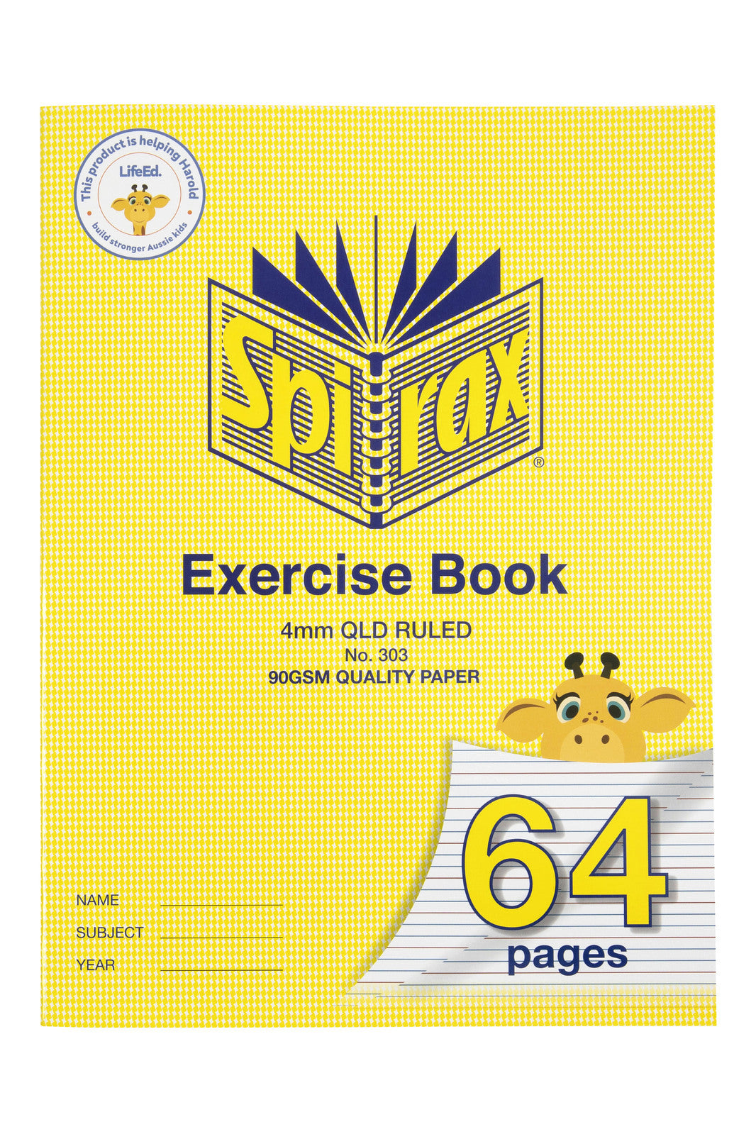 56303-10pc-spirax-303-super-size-exercise-book-4mm-qld-ruled-64-pages-yellow