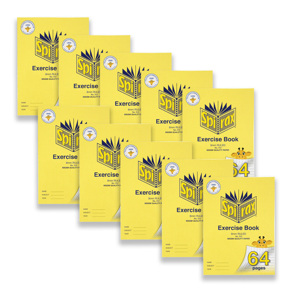 56312-10pc-spirax-312-super-size-exercise-book-8mm-qld-ruled-64-pages-yellow