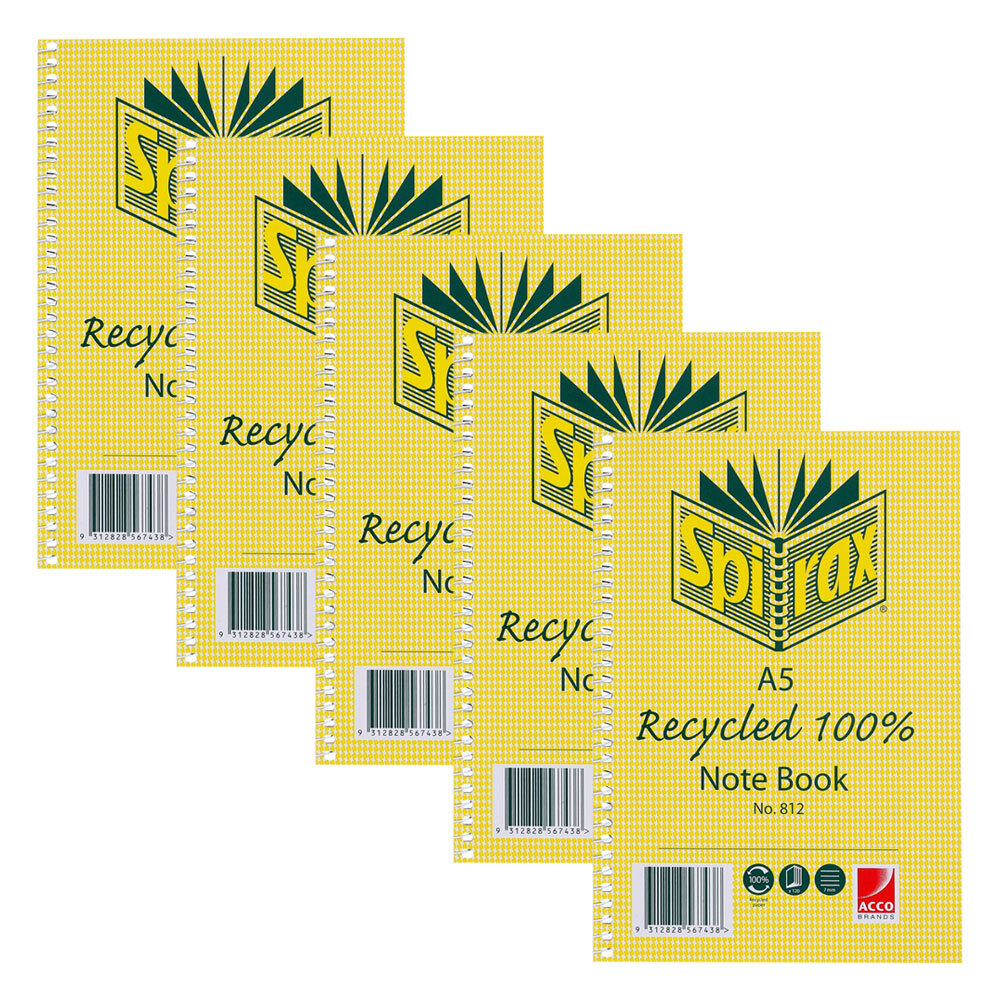 56802-5pc-spirax-812-recycled-notebook-a5-120-pages-yellow