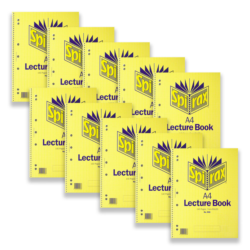 56906-10pc-spirax-906-lecture-book-a4-notebook-7mm-ruled-140-pages-yellow