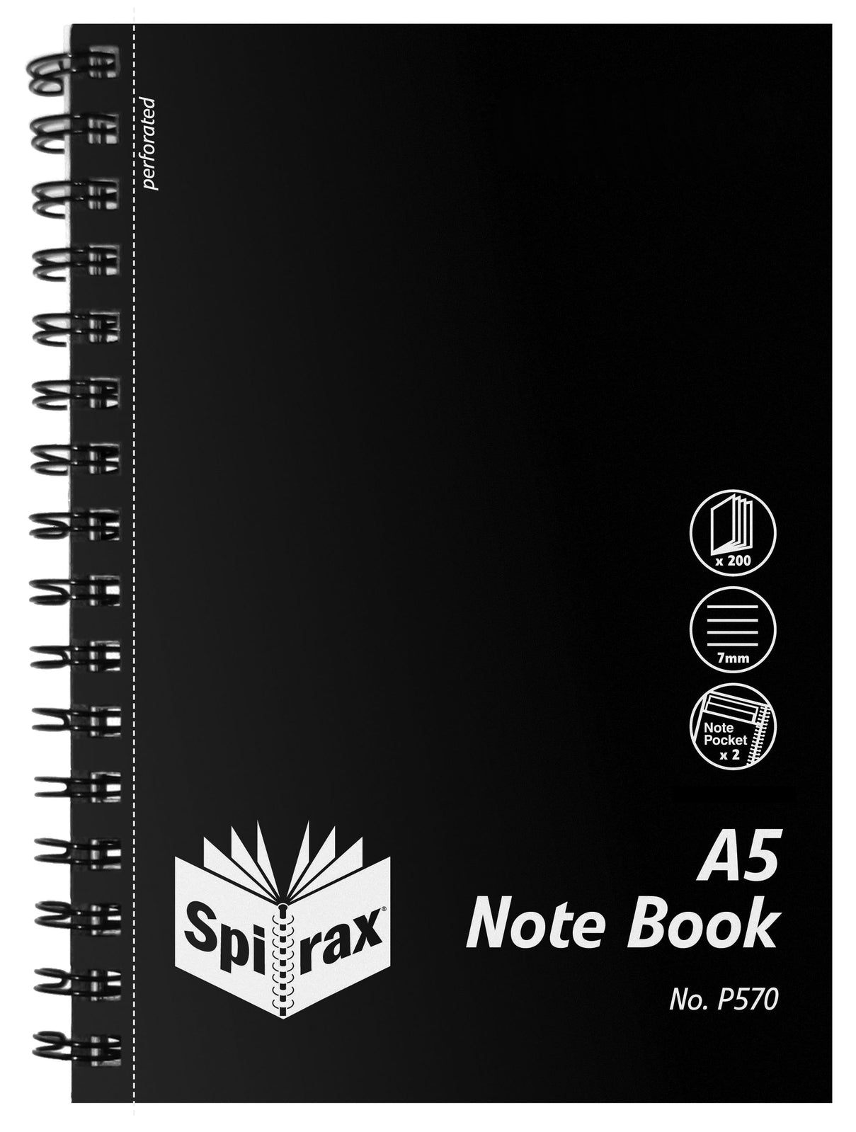 5657000-5pc-spirax-p570-writing-pp-notebook-a5-7mm-ruled-200-pages-black