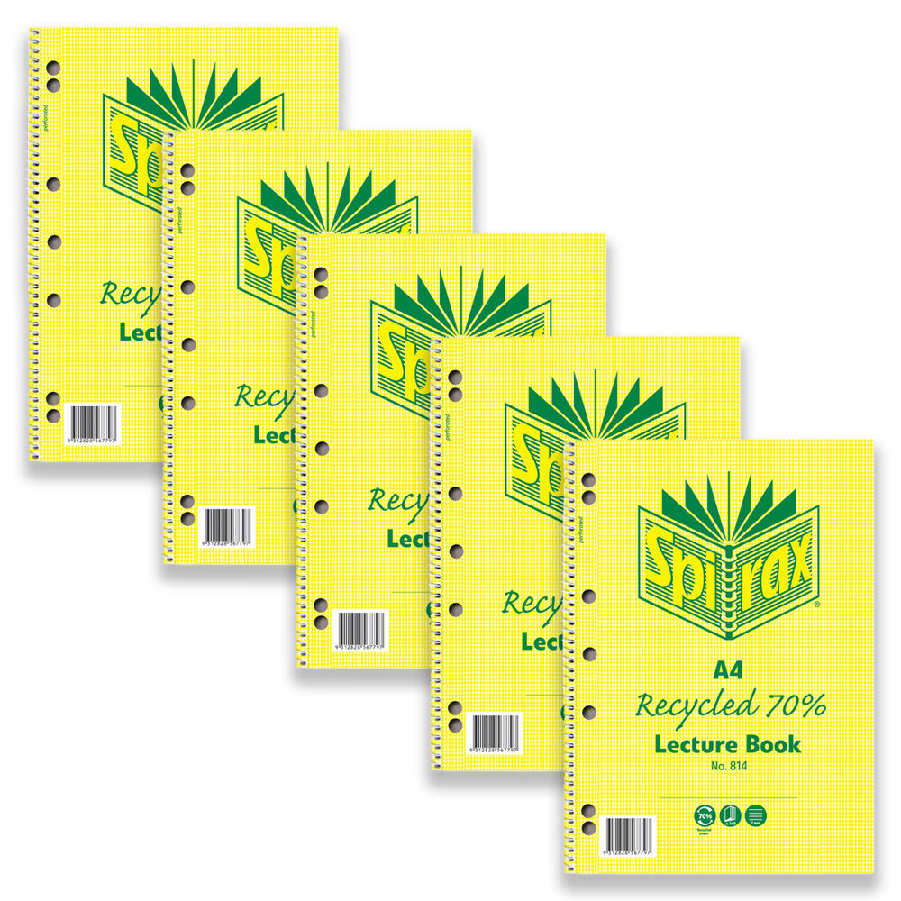 56804-5pc-spirax-814-recycled-lecture-book-a4-140-pages-yellow