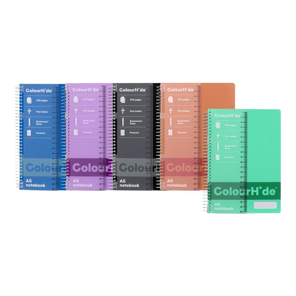 1717699m-5pc-colourhide-notebook-w-ruler-a5-200-pages-assorted