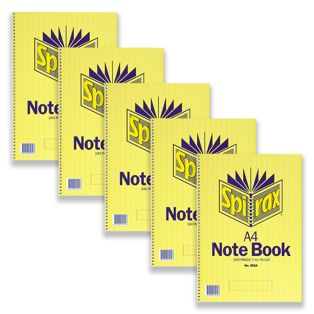 56059-5pc-spirax-595a-a4-spiral-notebook-writing-stationery-240-pages