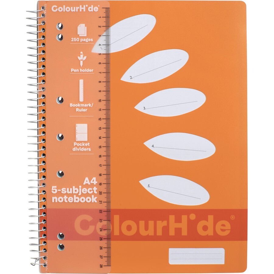 1719618m-5pc-colourhide-5-subject-a4-notebook-250-pages-tangerine