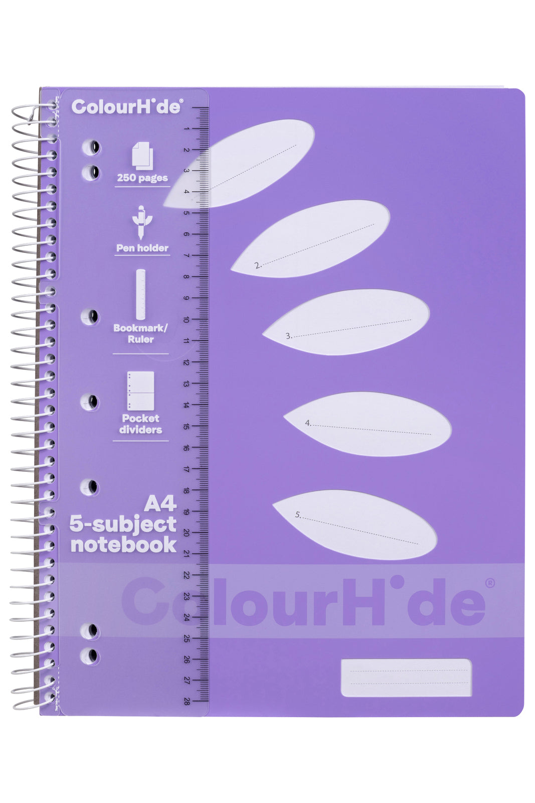 1719619m-5pc-colourhide-5-subject-a4-spiral-notebook-250-pages-lavender