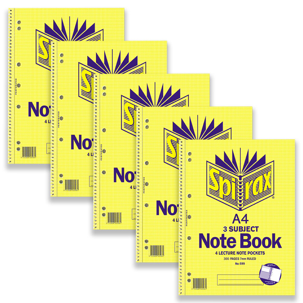 56599-5pc-spirax-599-3-subject-a4-writing-notebook-300-pages