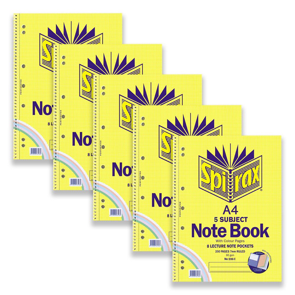 56596c-5pc-spirax-596c-5-subject-coloured-a4-notebook-250-pages