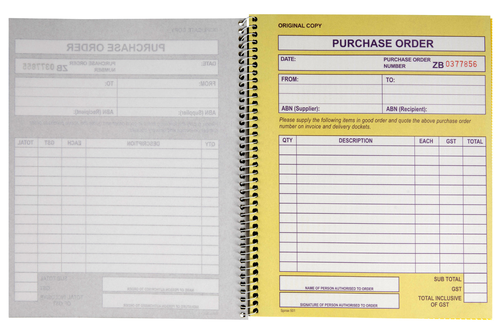 56501-5pc-spirax-501-spiral-purchase-order-book-quarto-carbonless-50-pages
