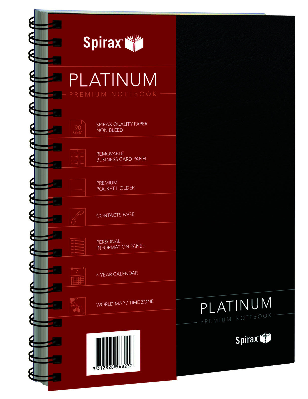 56400-5pc-spirax-400-platinum-spiral-a4-notebook-paper-stationery-black-200-pages