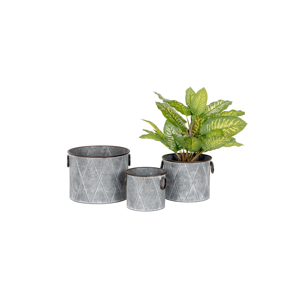 27313-3pc-pot-diamond-plant-flower-container-home-decor-zinc-green