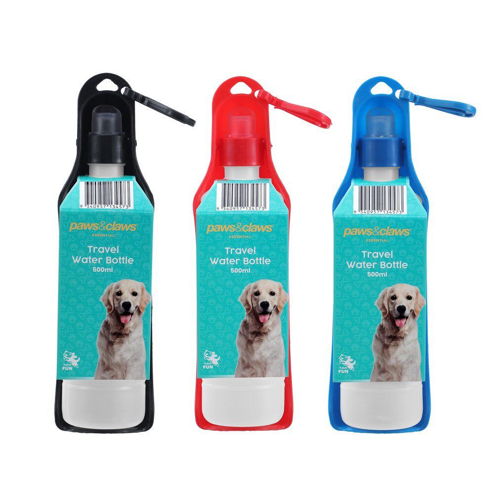 34573-paws-claws-500ml-pet-dog-cat-travel-water-bottle-assorted