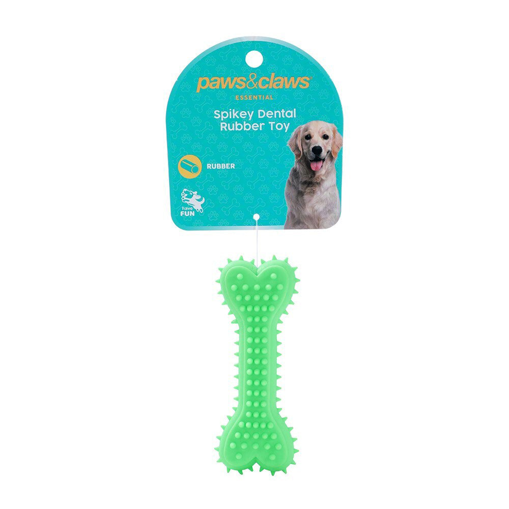 36027-paws-claws-rubber-spikey-bone-pet-dental-toy-assorted
