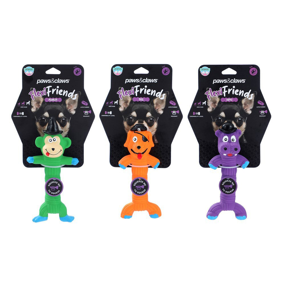 36355-paws-claws-flexible-latex-friends-silly-animal-pet-toy-assorted