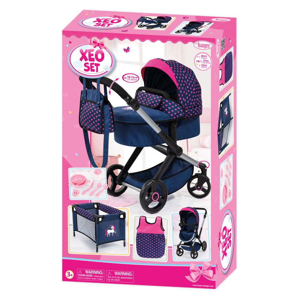 21117054ab-bayer-71cm-xeo-mega-set-unicorn-doll-pram-w-bag-kids-toy-blue-pink-3y