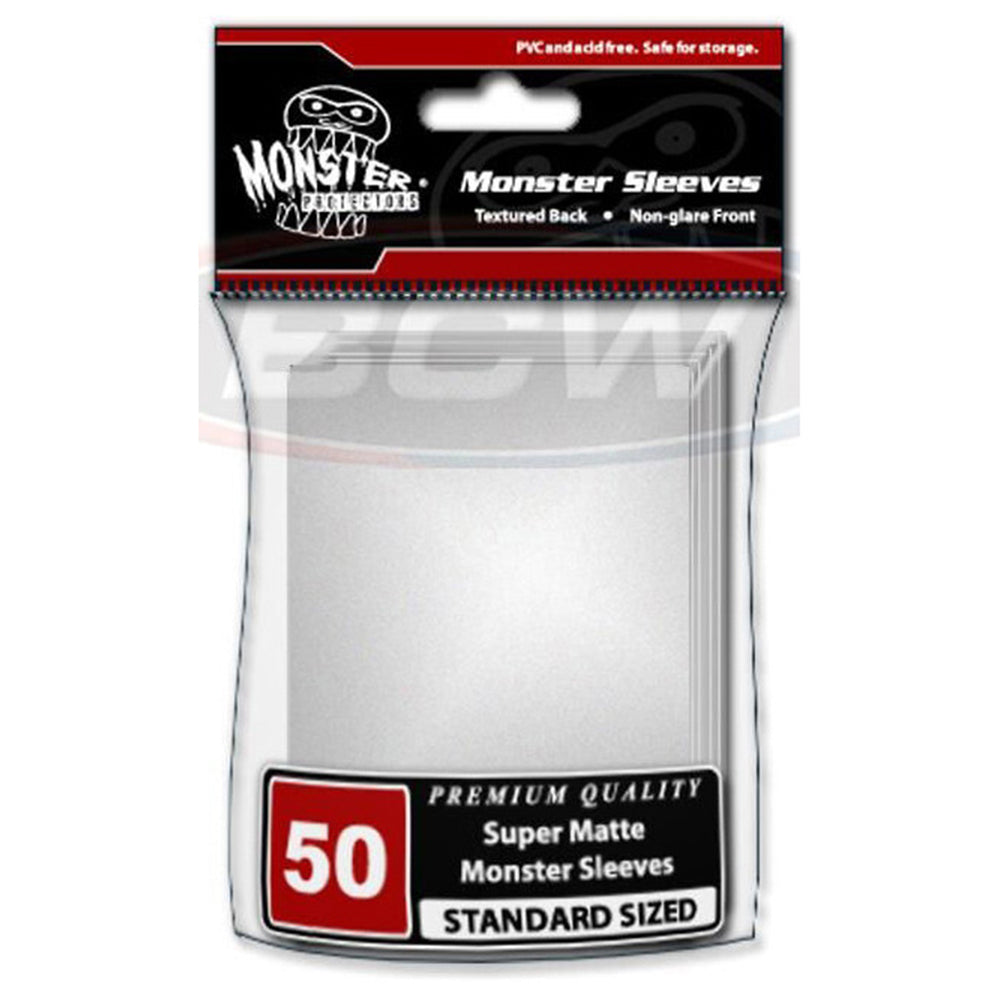 39437-50pc-bcw-monster-deck-protectors-card-sleeves-standard-matte-white