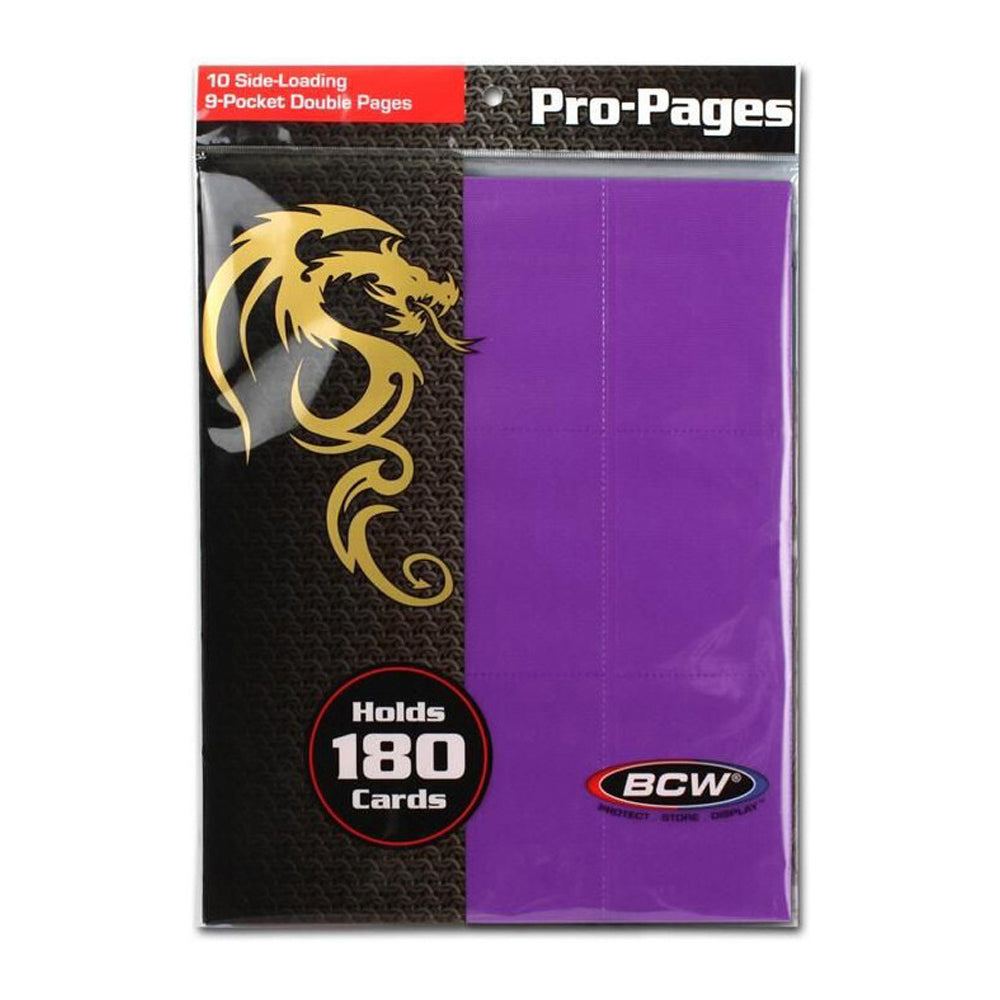 38947-10pc-bcw-pro-pages-side-loading-9-pocket-double-pages-purple