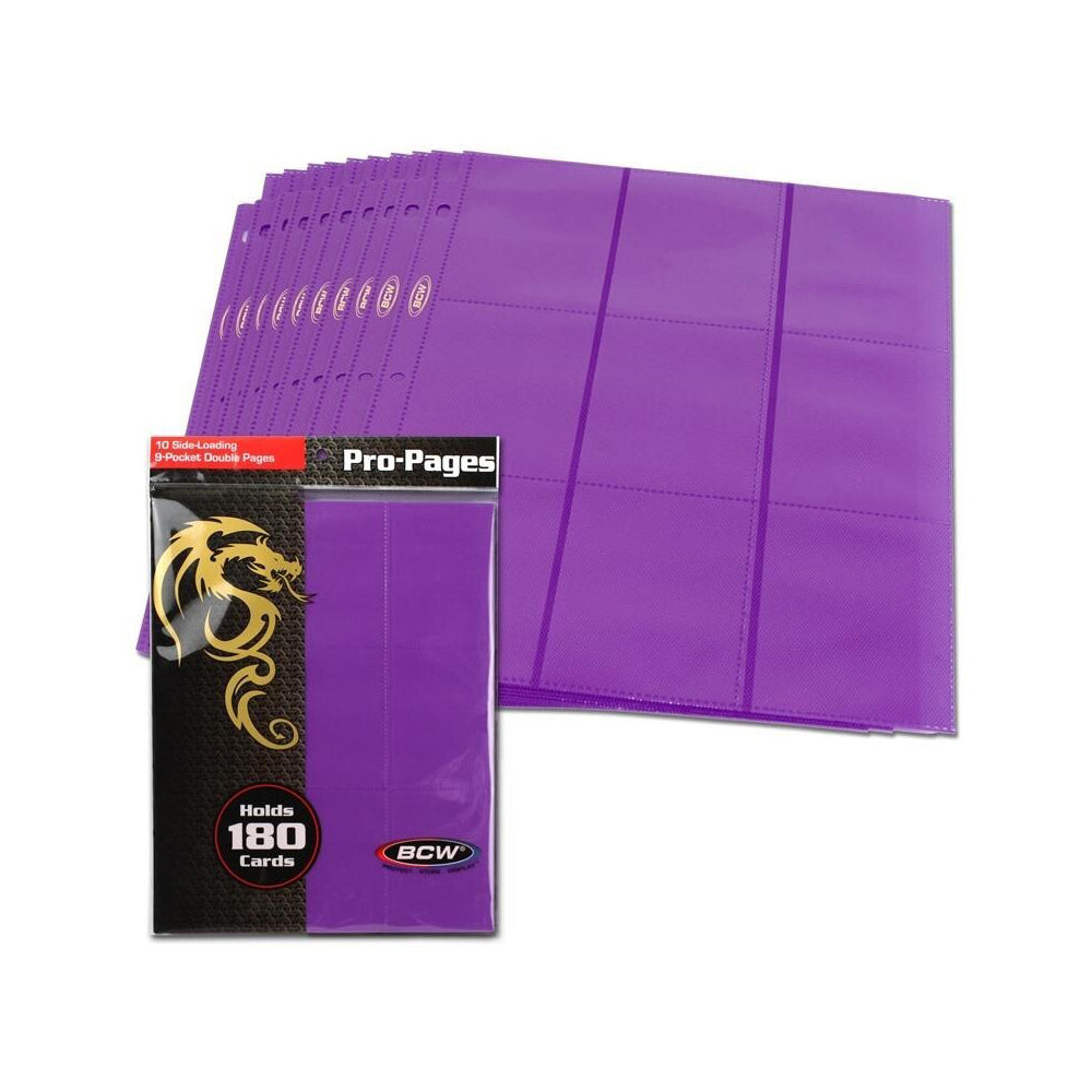 38947-10pc-bcw-pro-pages-side-loading-9-pocket-double-pages-purple