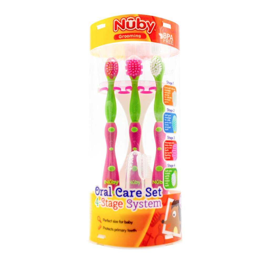 7000757-nuby-4-stage-oral-care-set-baby-kids-toddler-toothbrush-assorted-0-6y