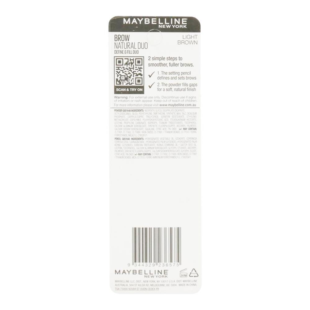 Maybelline Brow Natural Duo Women Makeup Light Brown 20g