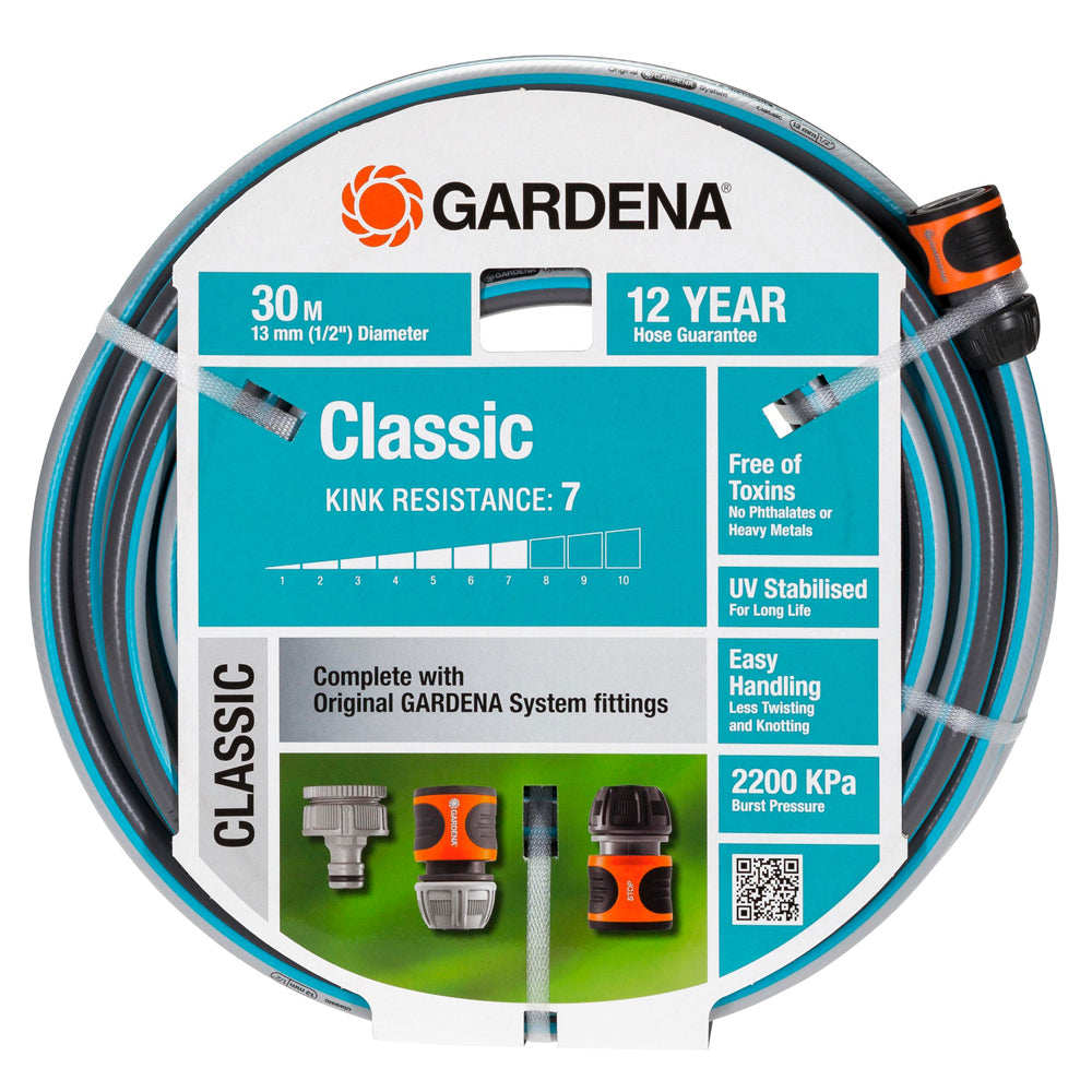 Gardena Classic Garden Watering Hose 13mmx30m Fitted