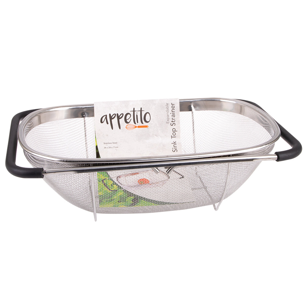 2336-appetito-stainless-steel-34x11cm-sink-top-strainer-expandable-large
