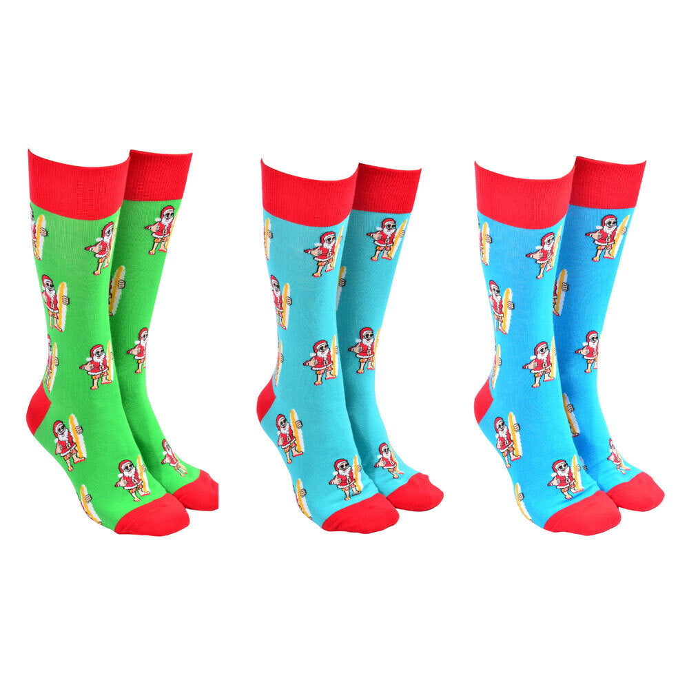 26011-sock-society-surfing-santa-patterned-cotton-socks-assorted-one-size