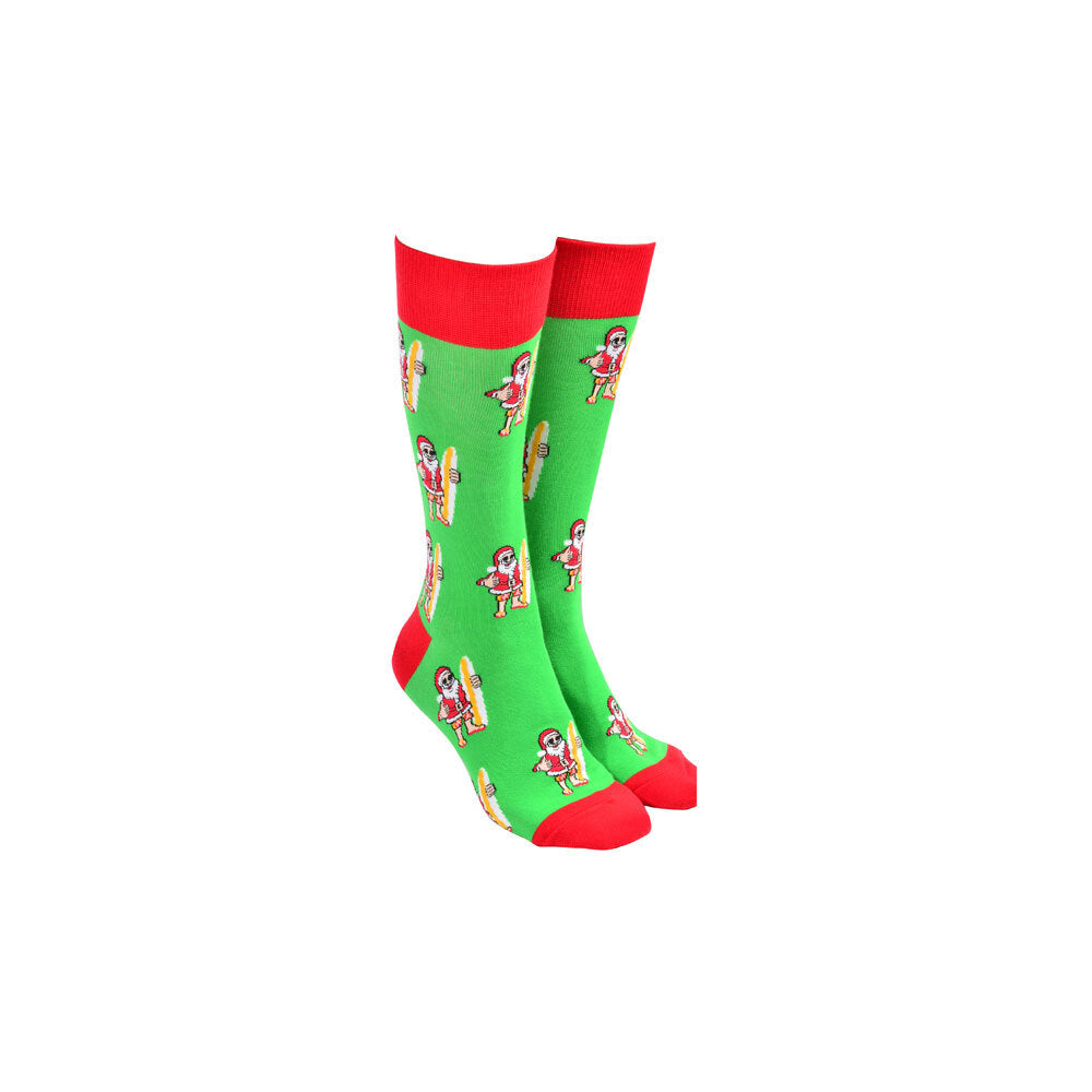 26011-sock-society-surfing-santa-patterned-cotton-socks-assorted-one-size