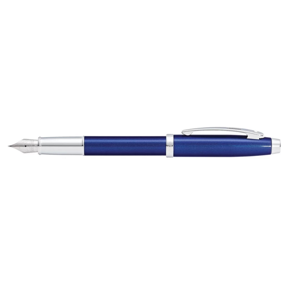 117861-sheaffer-100-fountain-pen-medium-nib-lacquer-chrome-plate-blue